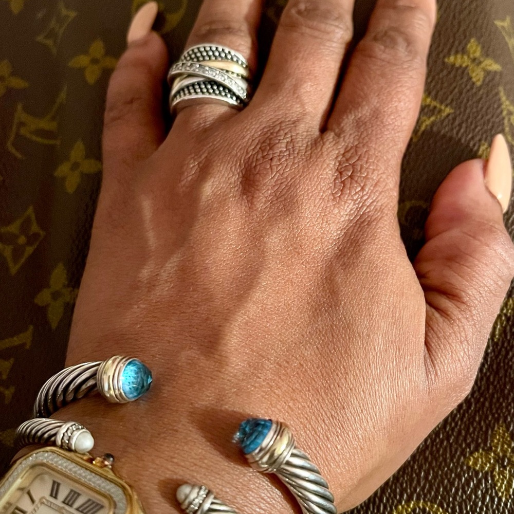 Sterling Silver with 14kt and cz Ring